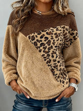 Kuscheliges Leo Sweatshirt Winter Damen Teddy Fleece Braun