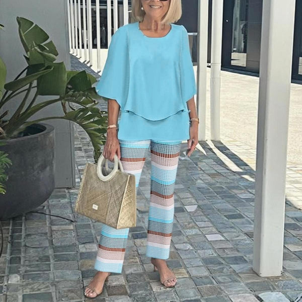 Special Round Neck 3/4 Sleeve Two Piece Set - Herbstsfrische Eleganz für Jeden Anlass