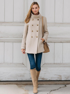 Winter-Chic: Basic Double Breasted High Neck Mantel - Warm, Stilvoll & Pflegeleicht