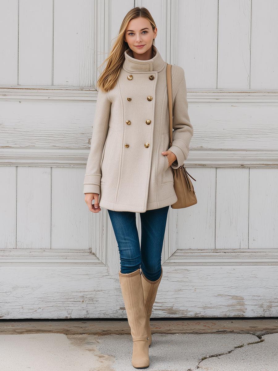 Winter-Chic: Basic Double Breasted High Neck Mantel - Warm, Stilvoll & Pflegeleicht