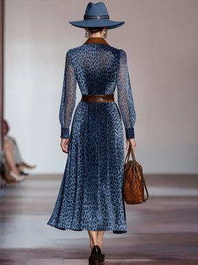 Blue Leopard Midi Dress - Der stylische Herbstbegleiter für jede Gelegenheit