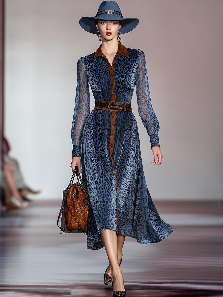 Blue Leopard Midi Dress - Der stylische Herbstbegleiter für jede Gelegenheit