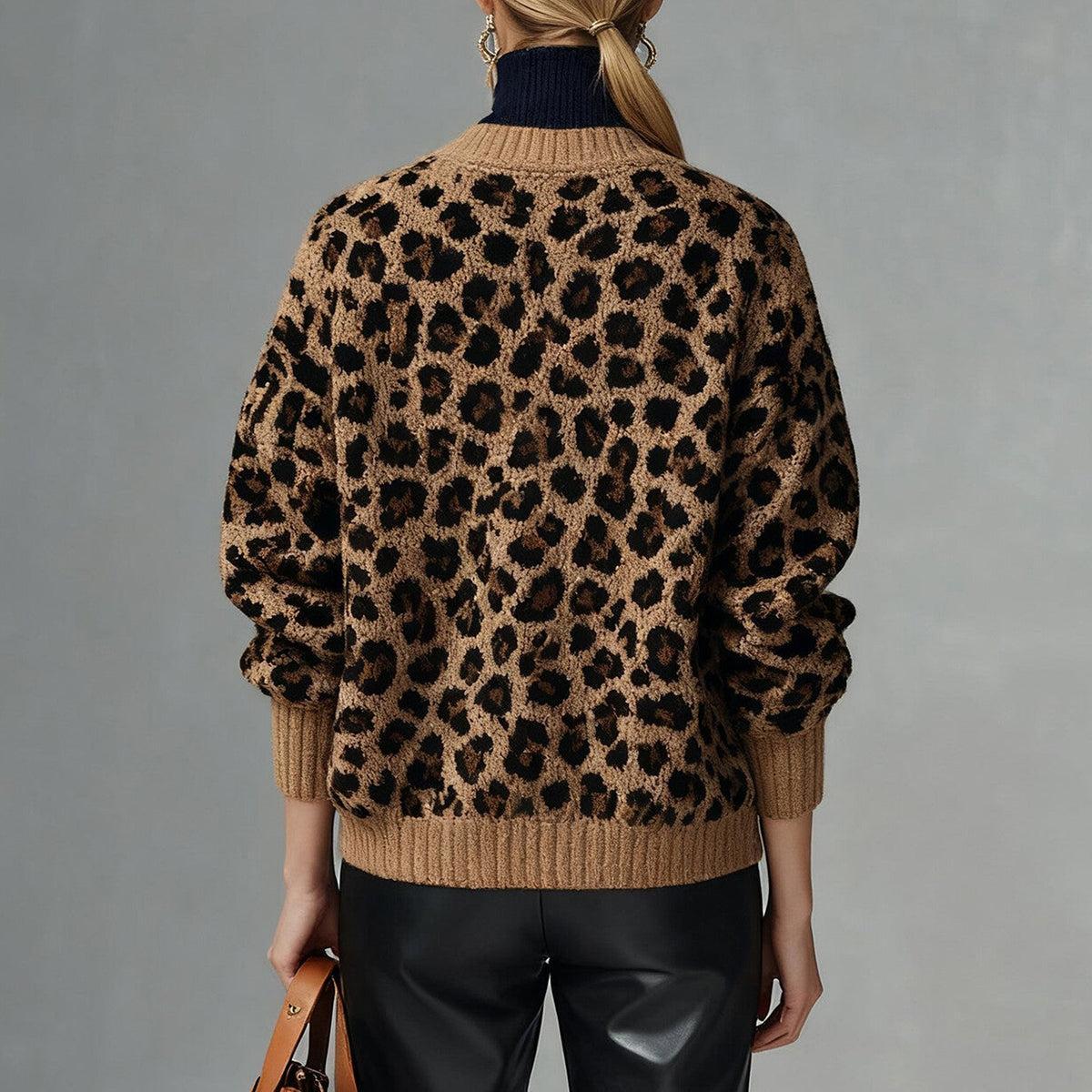Herbstlicher Leopard Print Cardigan - Stil trifft Wärme und Komfort