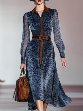 Blue Leopard Midi Dress - Der stylische Herbstbegleiter für jede Gelegenheit