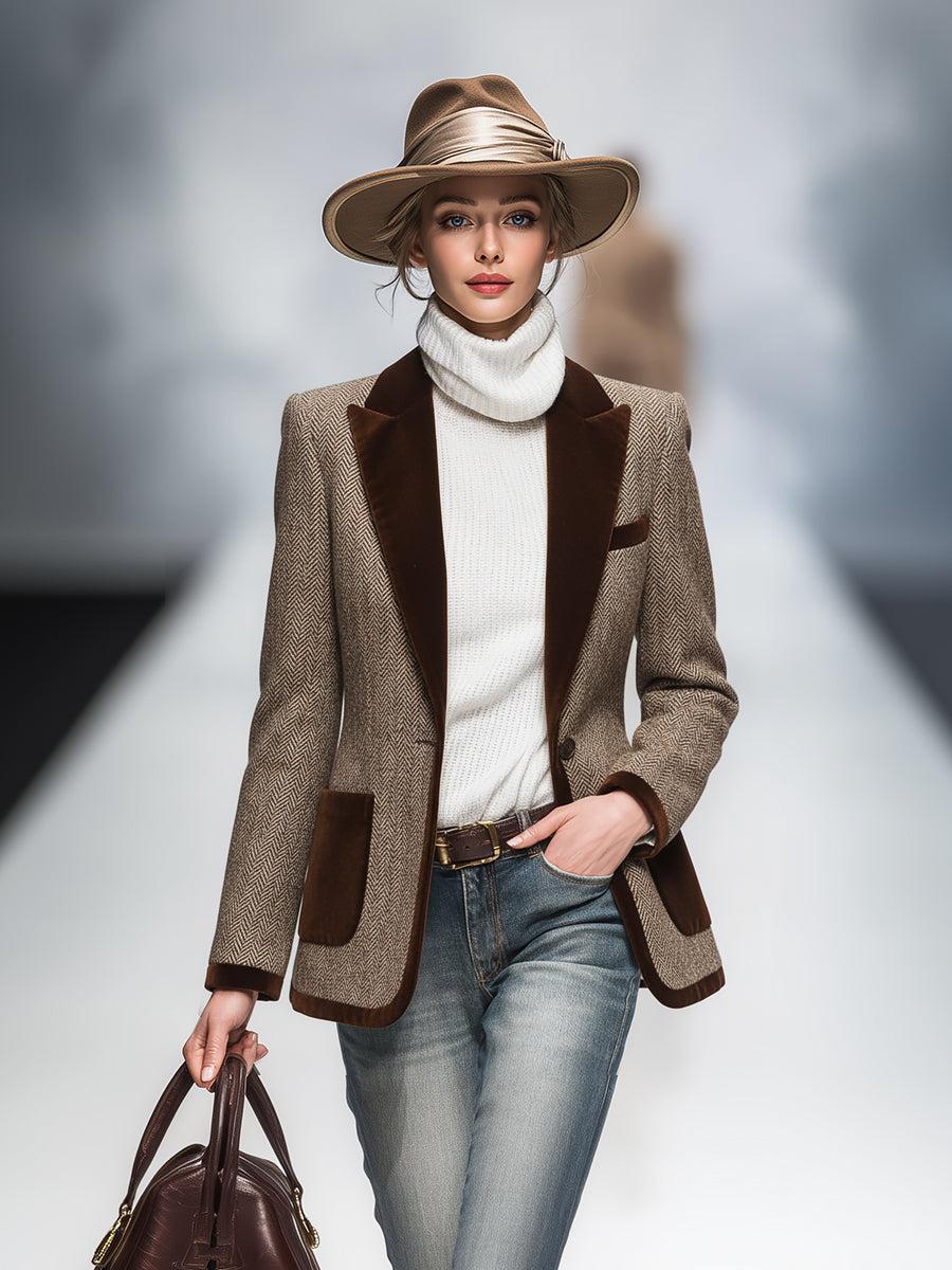Winterlicher Samt-Blazer im Retro-Stil: Elegant & Warm für die kalte Jahreszeit