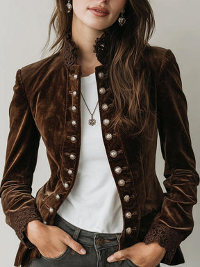 Fuzzy Coffee Long Sleeve Mock Neck Jacke - Wärme & Stil für den Herbst
