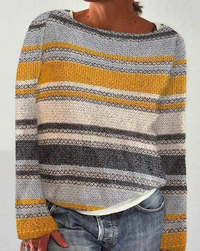 Herbst-Highlight: Kuscheliger Gelb Gestreifter Rundhals Pullover