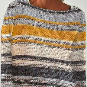 Herbst-Highlight: Kuscheliger Gelb Gestreifter Rundhals Pullover