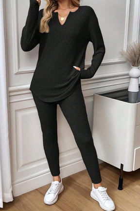 Winter Loungewear Set Schwarz – Kuscheliges Zweiteiler Outfit