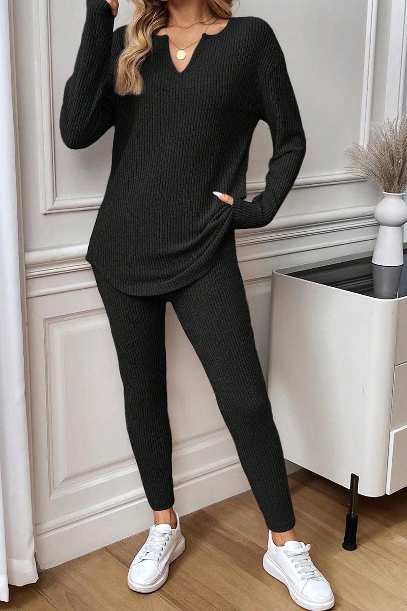 Winter Loungewear Set Schwarz – Kuscheliges Zweiteiler Outfit