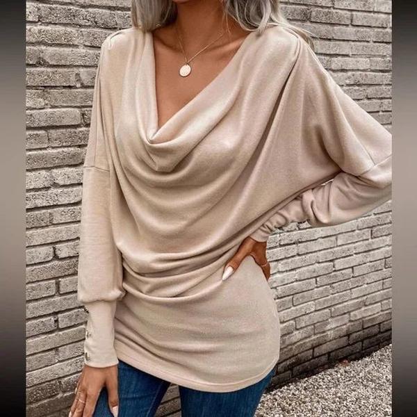 Special Plain Langarm V-Ausschnitt Top - Herbstshafter Stil trifft Komfort