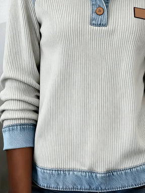 Damen Winter Pullover mit Denim-Kragen, warm und stylisch