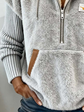 Flauschiger Teddy Hoodie Damen Winterpullover mit Kapuze