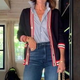 Schicker Herbst-Cardigan in Schwarz mit Streifen - Warm, Komfortabel & Modisch