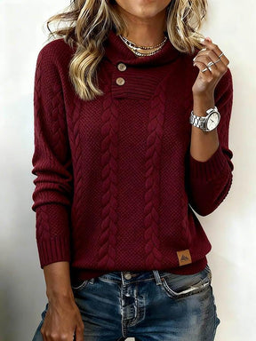 Winterliches Eleganz: Burgunderroter Strickpullover mit Langarm - Unisex