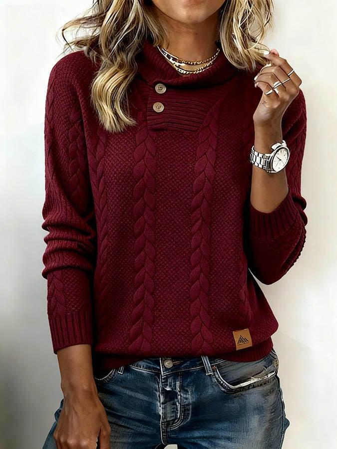 Winterliches Eleganz: Burgunderroter Strickpullover mit Langarm - Unisex