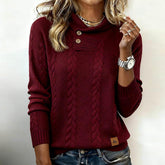 Winterliches Eleganz: Burgunderroter Strickpullover mit Langarm - Unisex