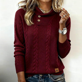 Winterliches Eleganz: Burgunderroter Strickpullover mit Langarm - Unisex