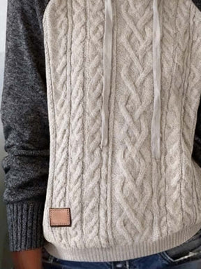 Kuscheliger Damen Strick Hoodie Winterpullover grau