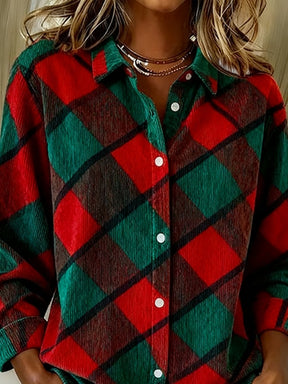 Winter Longshirt Karomuster Rot-Grün – Weihnachtslook cozy