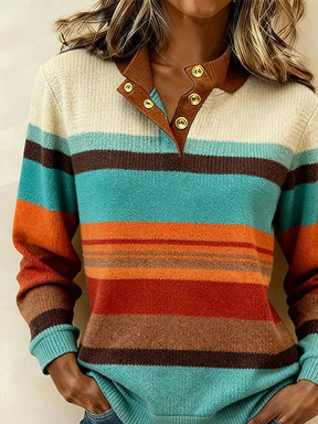 Kuscheliger Winter Color-Block Pullover mit Retro-Chic
