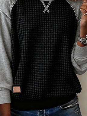 Damen Winter Waffel-Sweatshirt Schwarz Grau Kuschelwarm