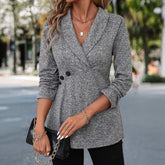 Frisches Grey Plain Long Sleeve Top - Ihr vielseitiger Herbstsbegleiter