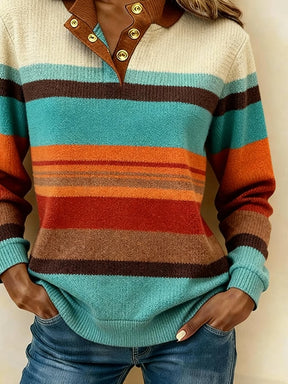 Kuscheliger Winter Color-Block Pullover mit Retro-Chic