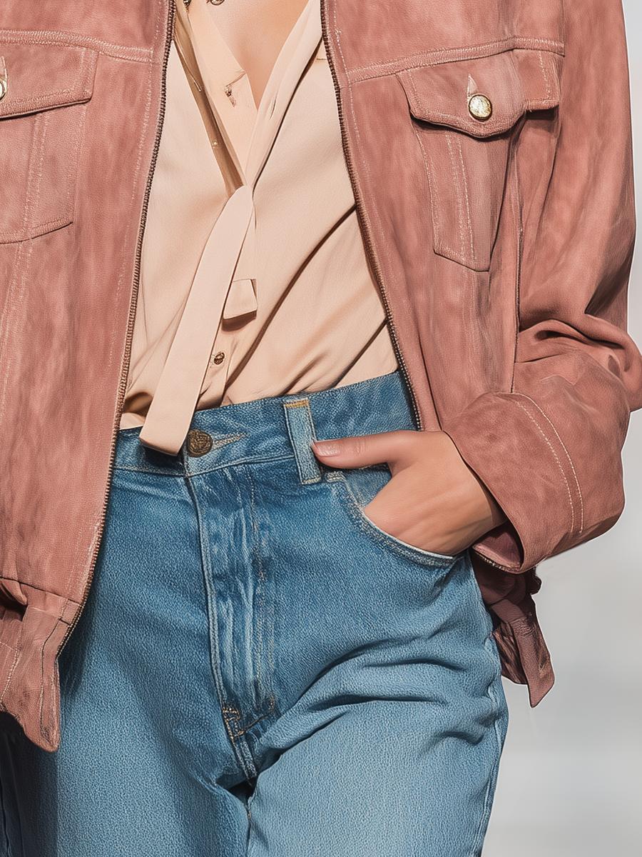 Stilvolle Wärme: Pinker Herbst-Outerwear mit langen Ärmeln
