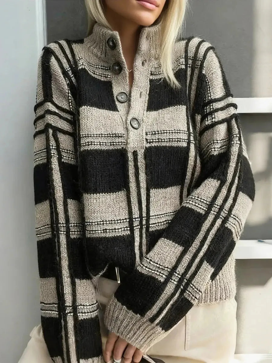 Chunky Knit Plaid Cardigan - Ihr stilsicherer Begleiter für kuschelige Herbsttage