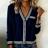 Navy Winter Cardigan V-Neck – Kuscheliger Strick für Damen