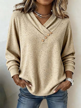 Sandbeiger Damen Winter Pullover mit V-Ausschnitt & Knöpfen