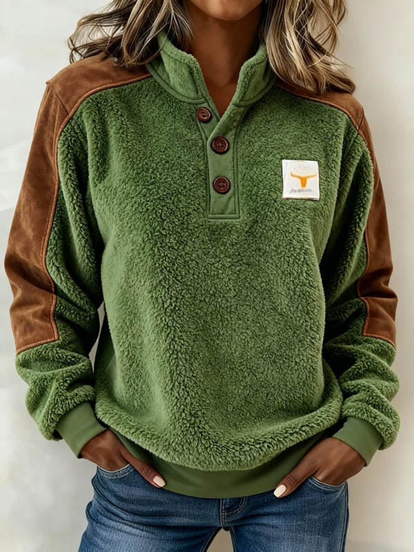 Kuscheliges Damen Teddyfleece Sweatshirt Winter waldgrün