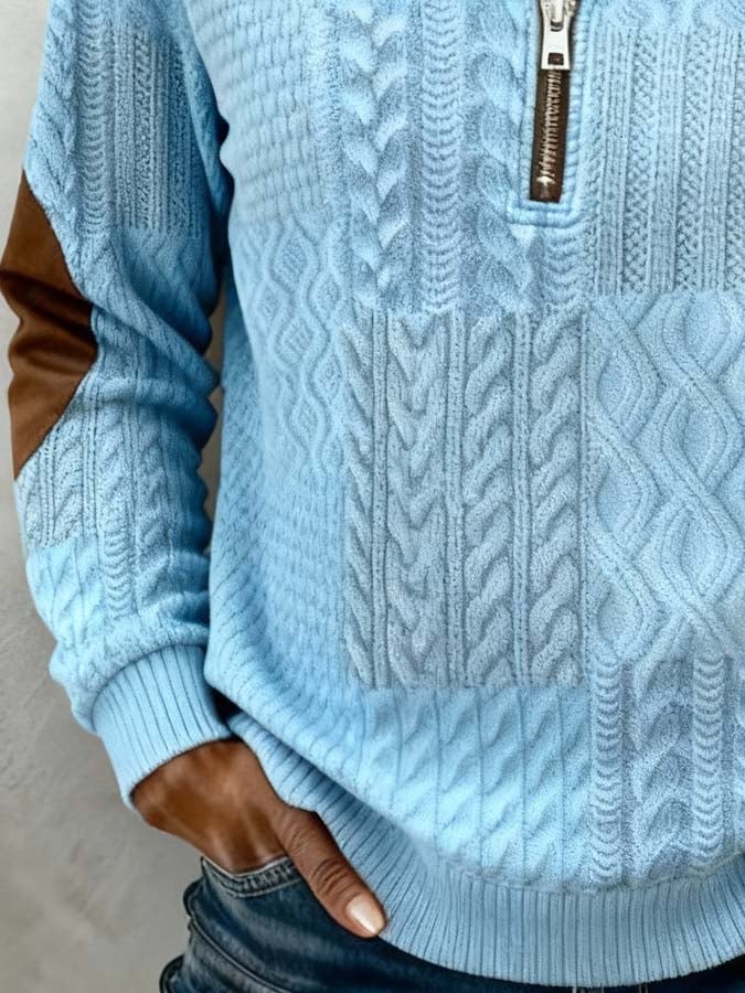 Kuscheliges Winter Damen Sweatshirt hellblau mit Sherpa-Kragen