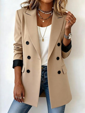 Eleganter Winter-Doppelreiher-Blazer in Braun - Stilvoll durch die kalte Jahreszeit