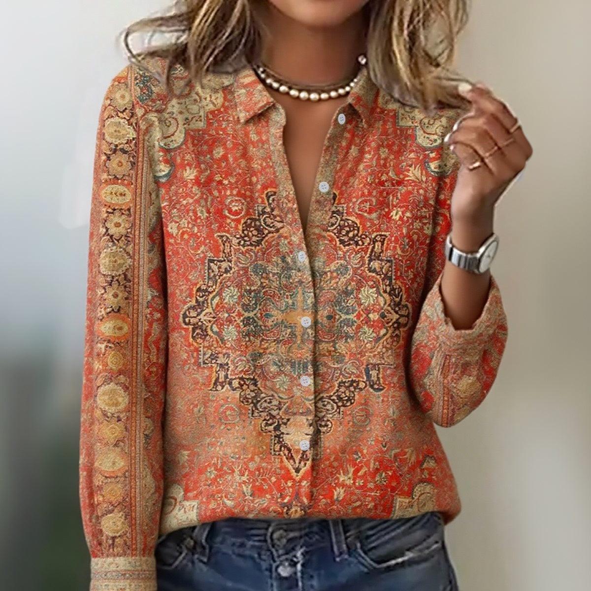 Showy Red Long Sleeve Top" - Herbstsfrisches Oberteil in leuchtendem Rot