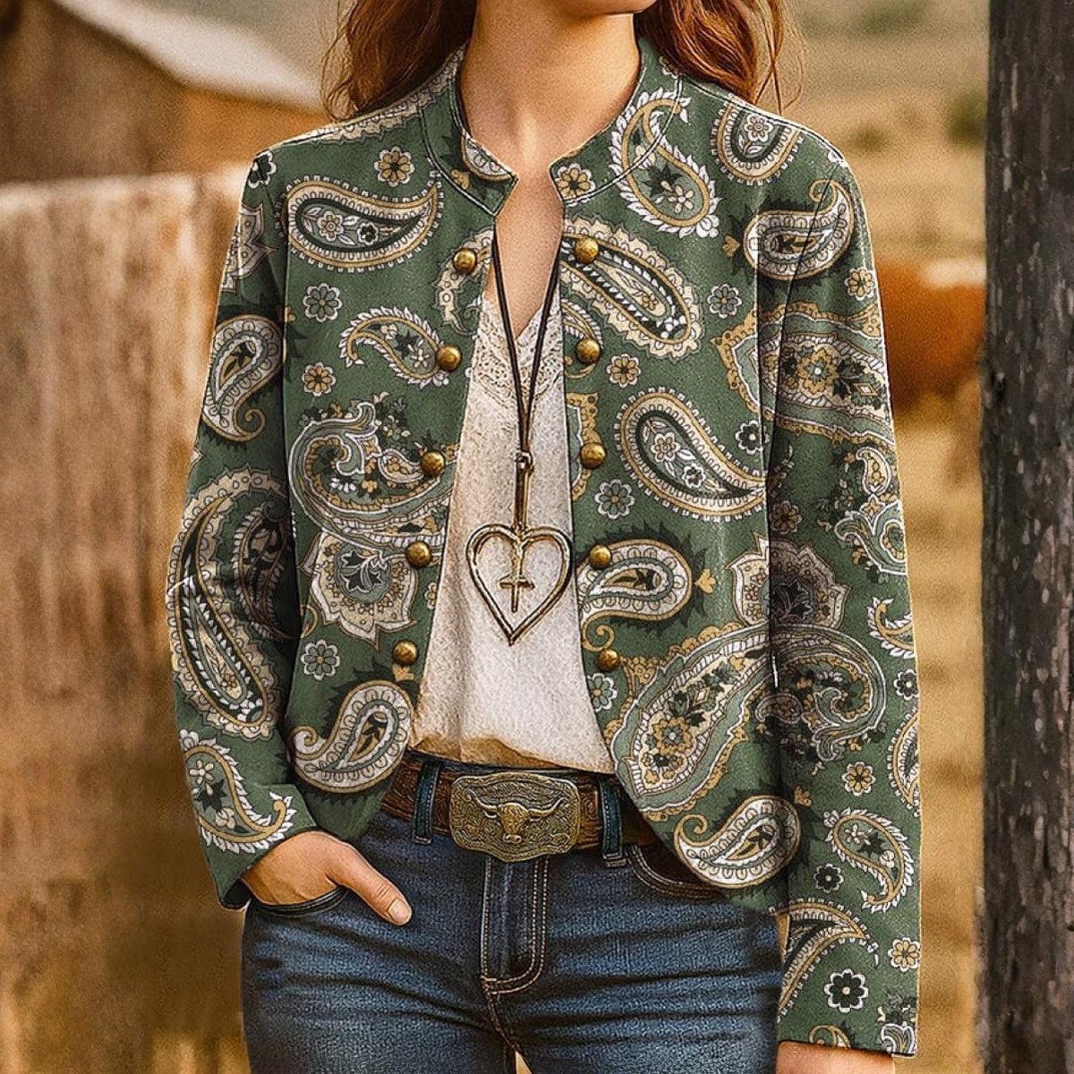 Herbst-Hingucker: Chic Long Sleeve Paisley Print Outerwear