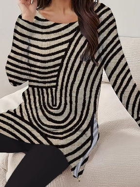 Chic Round Neck Two Piece Set - Stilvoller Herbstsbegleiter mit Print