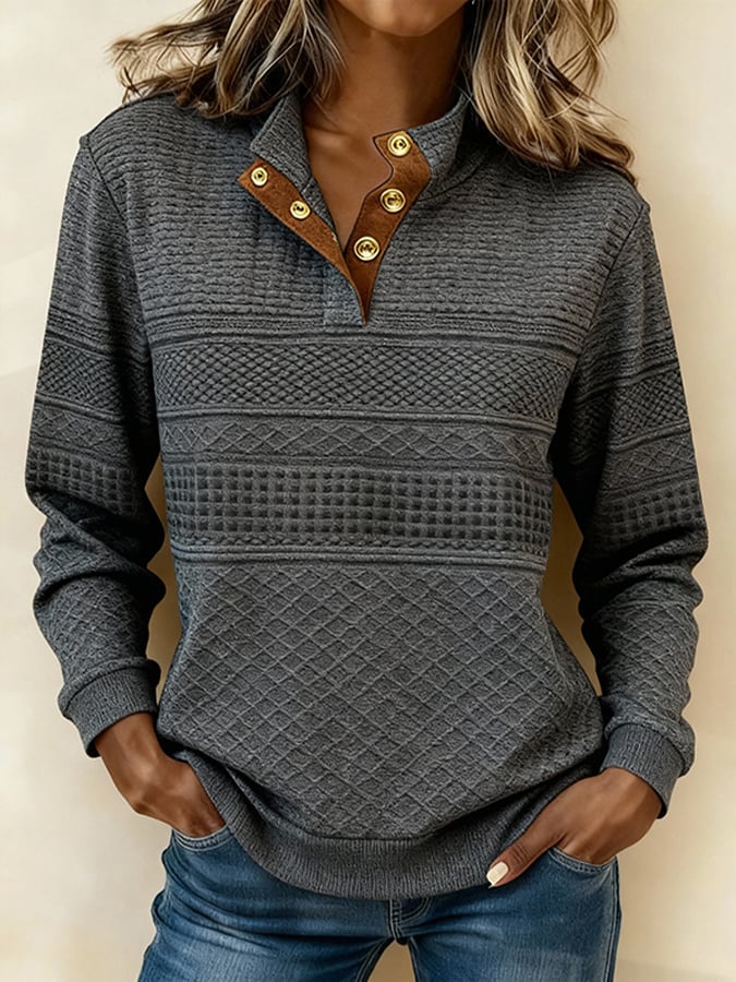 Damen Winter Pullover Sweatshirt warm casual dunkelgrau