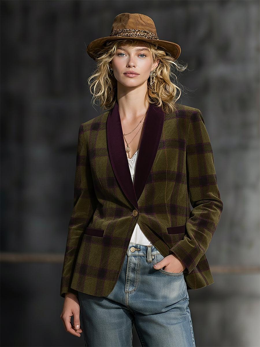 Herbst-Style Highlight: Modischer Retro Langarm-Kariert-Mantel