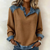 Winter Longsleeve Braun mit Denim-Details – Streetstyle Warm