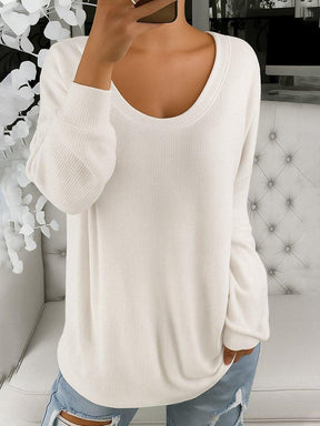 Comfy Scoop Neck Long Sleeve Top - Perfekter Herbstsbegleiter mit Top-Komfort