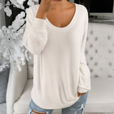 Comfy Scoop Neck Long Sleeve Top - Perfekter Herbstsbegleiter mit Top-Komfort