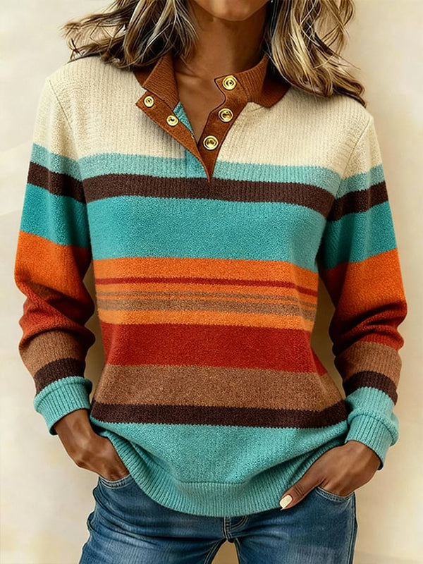 Kuscheliger Winter Color-Block Pullover mit Retro-Chic