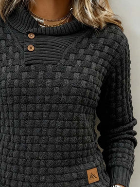 Warmer Damen Winterpullover mit Kragen in Anthrazit