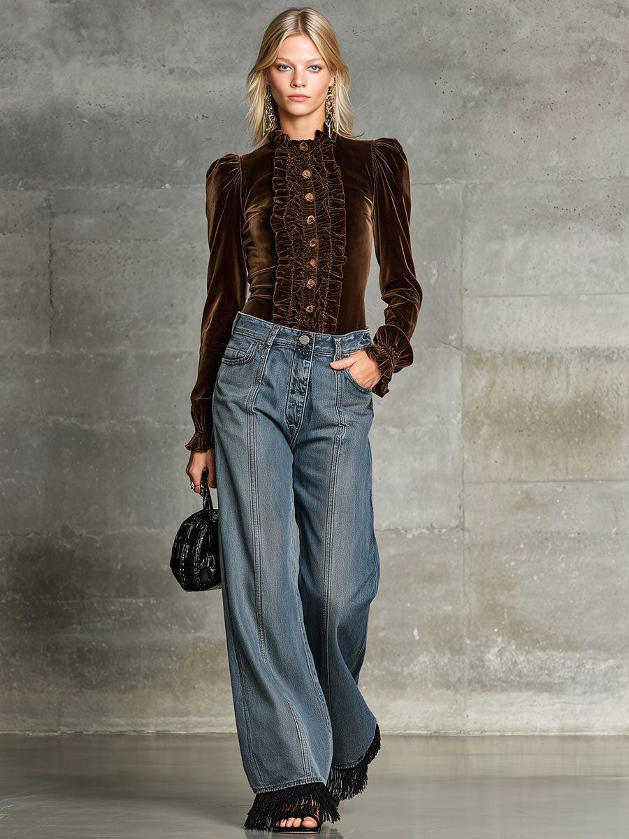 Coffee Plain Long Sleeve Top - Herbstsfrischer Style, Eleganz & Komfort