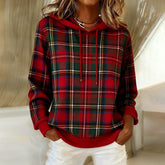 Herbstlicher Komfort: Red Plaid Langarm-Sweatshirt - Perfekt für kuschelige Tage