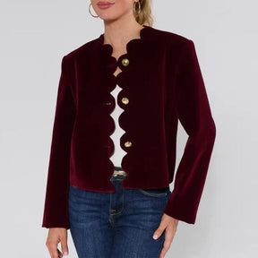 Winter-Chic: Burgundy Samt-Crop-Jacke für stilvolle Wärme