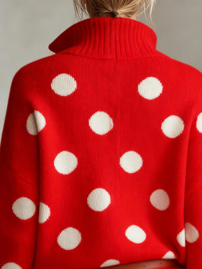 Showy Red Polka Dot Cardigan - Herbstlicher Eyecatcher in leuchtendem Rot