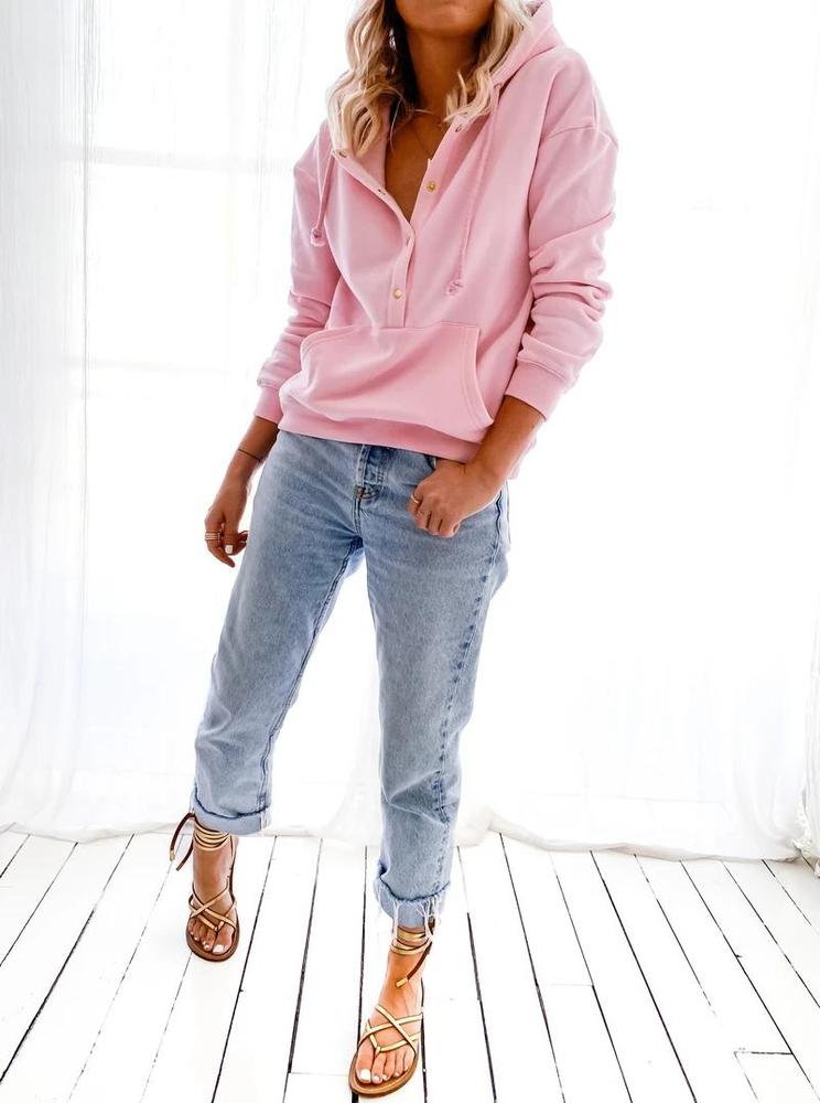 Front Pocket Button Down Hoodie - Stilvoller Herbstsbegleiter mit Komfort